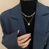 Design estilo coreano corrente de suéter simples de alta qualidade feminina versátil nicho outono e inverno temperamento camada dupla corrente de suéter longa