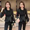 Blusas de Outono Novo Estilo Patchwork Emagrecedor Camisa Básica 2024 Camiseta de Manga Longa para Mulheres Moda Tendência Falso Duas Peças