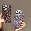 Pintura a Óleo de Arte Europeia e Americana Design Floral em Tela Cheia Adequado para Capa de Celular Apple 17 iPhone 18 Pro Max Glitter 15/16