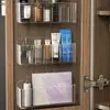 Armario Espejo Caja de Almacenamiento Montado en Pared Estante de Almacenamiento para Cosméticos Mascarillas Labiales Artefacto de Baño Estante de Almacenamiento Trasero para Puerta de Armario de Baño