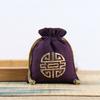 Bolsa de tela pequeña con cordón de algodón y lino, con placa de bordado, cuentas, regalo, bolsa de brocado, bolsa de almacenamiento de joyas Wen play, venta al por mayor