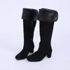 Elegantes botas de gamuza ajustadas de tacón alto estilo francés para mujer, 2026 versátiles botas de tubo alto con tacón grueso, adelgazantes y altas hasta la rodilla.