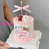 Decoração de Bolo para o Dia dos Namorados Chinês de 2025 Coração Linha de Amor Velinha Cachorrinho Encaixe Casal Confissão Fantasia
