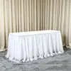 Saia de mesa transparente transfronteiriça, cor sólida, com tule e rede integrados, adequada para casamentos, festas de aniversário e outros eventos, com rede e Velcro