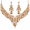 Novia Transfronteriza Europea y Americana Cadena de Clavícula de Cristal Súper Brillante con Diamantes Completos Conjunto de Joyería de Collar de Bola para Novia, Aretes y Pulsera