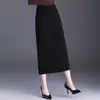 Falda Lápiz de Cintura Alta con Abertura Adelgazante para Mujer, Otoño 2026, Cintura Elástica, Ajustada al Cuerpo Recta, Negra