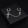 Cadena de Hueso de Oreja Doble Cruz Pendientes de Clip para Hueso de Oreja Nicho para Hombres y Mujeres Clip de Oreja Personalizado de Acero Inoxidable