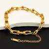 Pulseira de Aço Titânio Transfronteiriça Exagerada Marca Famosa Ouro Real 18K Aço Inoxidável Combinação Artesanal Joia com Retenção de Cor Duradoura