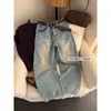 Suxinlan/YOUMO Jeans de Invierno para Mujer Estilo Americano Estampado de Bigotes de Gato Lavado Patrón Hoja Curva 17565 (con cinturón)
