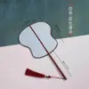 Abanico de Caligrafía con Espacio en Blanco para Escribir, Abanico Pintado a Mano por Ambos Lados, Estilo Hanfu, Estilo Antiguo, Abanico con Borla, Arte de Bambú
