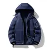 Jaqueta jeans masculina inverno espessada jeans azul algodão acolchoada com capuz quente moderna da moda alta qualidade