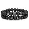 AliExpress e-commerce transfronteiriço pulseira de caveira mais vendida terno de pulseira de pedra natural fosca joias