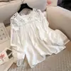 Talla Camiseta de Manga Larga para Mujer Nueva Top de Encaje para Chicas Gorditas Camiseta Básica Holgada Estilo Coreano Jin