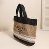 Bolso de Paja Tejida a Mano con Letra de Gran Capacidad Nuevo Bolso de Paja Tejida a Rayas de Moda Bolso de Playa para Vacaciones Bolso de Mujer que Combina con Todo