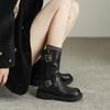 Botas Martin Estilo Nuevo 2025 para Mujer, Botas de Motocicleta de Cuero Suave con Tacón Grueso para Otoño e Invierno, Botas Vaqueras Western para Mujer, Botas Retro de Caballero hasta la Pantorrilla