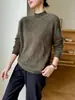 Novedad Otoño/Invierno 2026: Suéter de Lana con Forro Polar de Cuello Medio Alto para Mujer, Jersey de Cachemir de Punto Holgado