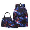 Mochila Nova de Três Peças Transfronteiriça Mochila Escolar com Estampa de Grafite Céu Estrelado para Alunos do Ensino Fundamental Mochila Leve à Prova d'Água
