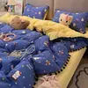 Conjunto de Roupa de Cama Fofo de Elefantinho em Gaze Prensada Quatro Peças Capa de Edredom com Borda de Pelúcia Classe A Conjunto de Roupa de Cama de Dormitório Três Peças 4