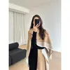 Manta xale em blocos de cor estilo francês, suéter de tricô quente, cachecol grande para mulheres, peça de outer wear, aquecedor de pescoço, top de alta qualidade, estiloso