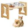 Soporte de Bambú para Comedero de Perro Amazon Altura Ajustable Comedero Universal para Gato y Perro Soporte Doble para Comedero de Perro Personalizable