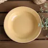Venta al por mayor del fabricante Plato de esmalte nostálgico Plato de esmalte antiguo Plato de frutas Plato redondo para bocadillos Plato nostálgico de borde plano