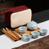 Juego de Té de Viaje Ge Yao Ru Yao Una Tetera Cuatro Tazas Dos Tazas de Espresso Portátil Festival de Medio Otoño Lugar de Negocios Regalo LOGOTIPO