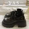 Zapatos Pequeños de Cuero Negros con Cordones de Tacón Grueso Estilo Británico para Mujer Primavera y Otoño Nuevo Estilo Japonés JK Versátiles Mary Janes Zapatos de Trabajo