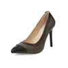 Sapatos Femininos de Salto Agulha Bico Fino Color Block em Estoque, Salto Alto Simples de Tamanho Grande, Fonte de Comércio Exterior Amazon X26050032