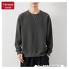 Mantschi pesado engrossado 681 suéter de pescoço redondo Novo pullover solto versátil cor sólida textura jacquard