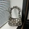 Bolso de hombro muy elegante con estampado vintage, bolso de axila plisado, bolso de mano plisado de nicho, versátil para cualquier ocasión
