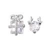 Aretes Asimétricos de Plata Esterlina 925 Caja de Regalo de Navidad Astas Circonita para Mujer Aretes Sencillos de Regalo de Navidad 0127L
