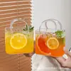 Dropshipping Transfronterizo Empaque de Espuma Diseño de Bolso Cubo para Jugos Barra de Té de Frutas Vaso de Vidrio de Alto Borosilicato para Cócteles
