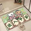 Alfombrilla de piso de diatomeas para baño, ducha, con diseño de perrito pintado con líneas, linda y divertida, absorbente de agua y de secado rápido