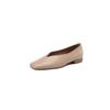 Zapatos de Leche Suaves de Piel de Oveja Estilo Frío Sencillo 2023 Otoño Tacón Bajo Cuadrado Boca en V Zapatos Completos de Cuero Talla 42 para Mujer