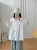 Cardigã Feminino Soltinho de Manga Longa com Gola Grande Bordado de Desenho Animado Japonês Estilo Novo Primavera 2026 Camisa Branca Atacado