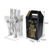 Juego de Cubiertos de Acero Inoxidable de 24 Piezas Set de Regalo en Caja con Cuatro Piezas Principales: Cuchillo, Tenedor, Cuchara, Mango de Cerámica, Vajilla de Hotel Estilo Nórdico