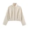 Fabricante transfronterizo de ropa para mujer al por mayor 2026 nueva chaqueta de aviador elegante y con estilo para mujer al por mayor cuello alto
