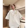 Novas Camisetas de Manga Curta Estilo Chinês para Homens e Mulheres, Tops Soltos de Verão, Suede Americano Pesado para Casais com Meia Manga