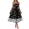 Moda Femenina Estilo Europeo y Americano 2026 Vestido Midi Estampado de Tirantes Sueltos Ropa de Verano para Mujer