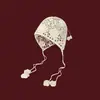 Gorro de Punto Tejido a Mano Estilo Retro con Flores Caladas para Mujer Otoño Borla de Perlas Gorro de Punto Delgado Estilo Étnico