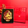 Pintura de pared decorativa y juego de exhibición de mesa de oro puro 999 estilo chino nuevo, juego de adornos estilo chino nuevo "Tres Carneros Traen Prosperidad", venta al por mayor personalizada