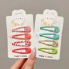 Presilhas de cabelo esmaltadas estampadas para crianças, presilhas BB, presilhas fofas para franja para meninas, presilhas laterais em cores dopamina, acessórios de cabelo