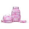 Bolsa Combinada Tres en Uno de Dibujos Animados Transfronteriza Mochila de Gran Capacidad Bolsa de Almuerzo Mejorada con Aislamiento Térmico Estuche para Lápices de Estudiante