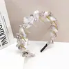 Diadema de Gasa Floral de Hada Súper con Dientes Grandes de Cristal para Mujer con Dientes Antideslizantes de Parte Alta, Accesorio para el Cabello Elegante, Suave y Dulce