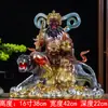 Deus da Riqueza Wu Roupas Coloridas Zhao Gongming Buda de Resina Rosto Preto Montado em Tigre Marechal Zhao Artesanato para Casa Enfeites