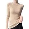 Suéter de Punto Nuevo para Mujer Otoño/Invierno 2026 Transfronterizo, Cuello Medio Alto, Corte Ajustado, Mangas de Tres Cuartos, Capa Base, Venta al por Mayor