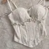 "Princesa Sirena" Top Retro Francés de Encaje de Alta Gama con Perlas y Ballenas