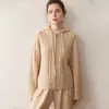 Suéter de Cachemira para Mujer Cardigan de Punto con Capucha Otoño e Invierno Nuevo Cable Grueso Estilo Perezoso Casual Chaqueta de Manga Larga Moderna
