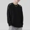 [Envío Rápido] Camiseta de manga larga de peso pesado de 220 g, capa base unisex para primavera y otoño, color liso, blanco, corte holgado, cuello redondo