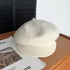 2025 Nuevo Boina de Lana Tridimensional para Mujer Otoño e Invierno Gorro Grueso Retro de Pintor Hace el Rostro Más Pequeño y Más Cálido